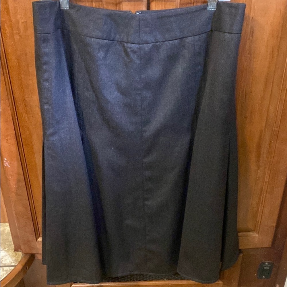 Gray Wool A-Line Knee-Length Skirt for Work Minimalist Career Academia Office